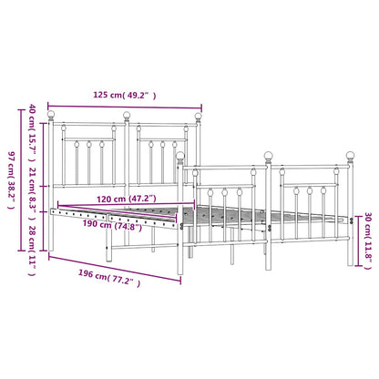 Bed Frame | Black | Powder-Coated Steel | Small Double | Metal Bed Frame