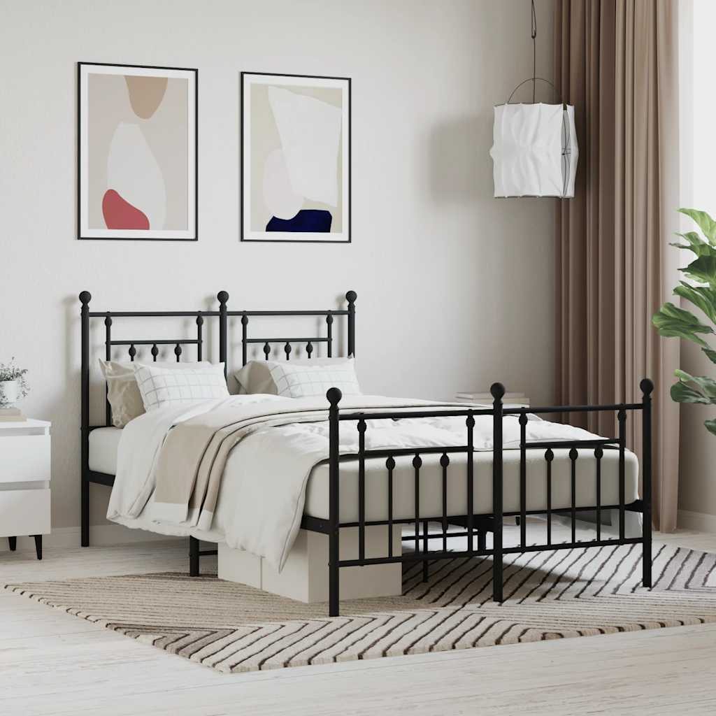 Bed Frame | Black | Powder-Coated Steel | Small Double | Metal Bed Frame
