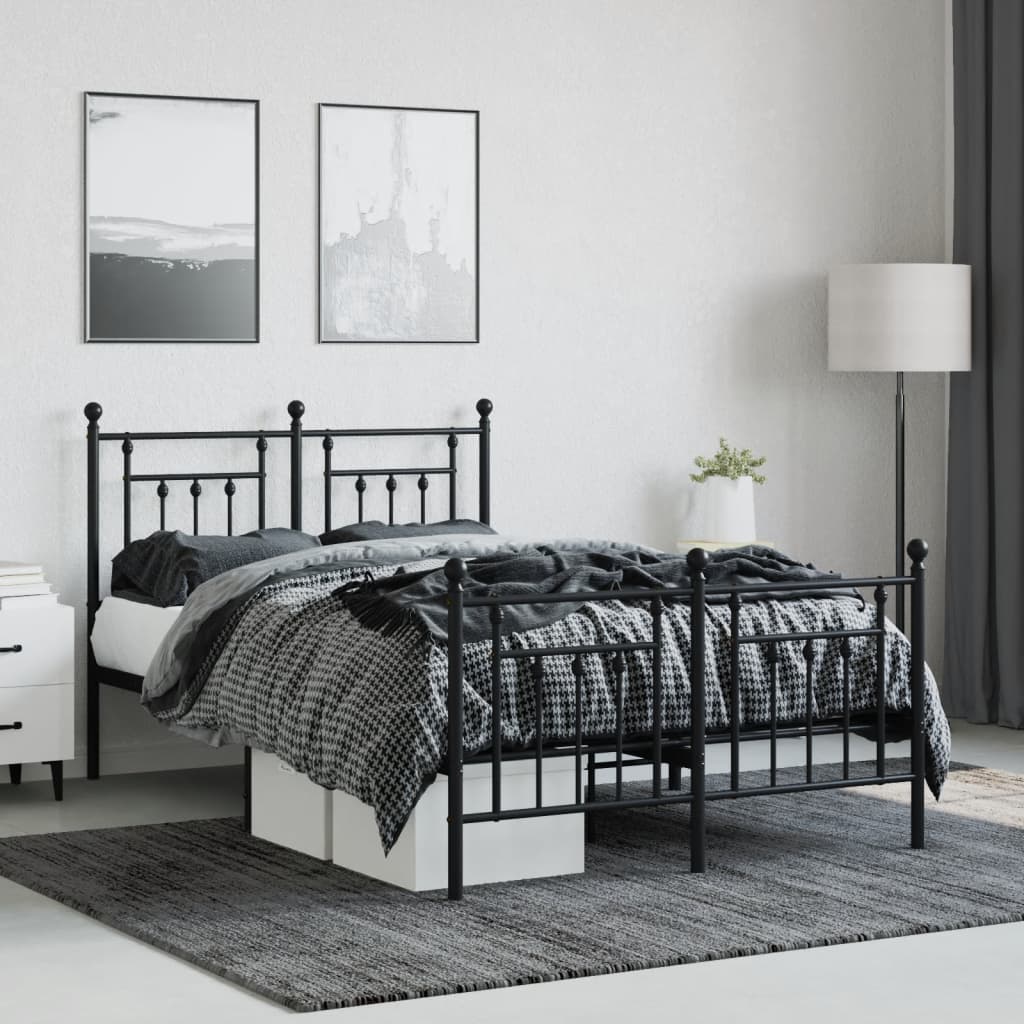 Bed Frame | Black | Powder-Coated Steel | Double | Durable | Bed Frame