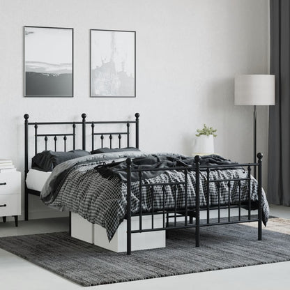 Bed Frame | Black | Powder-Coated Steel | Double | Durable | Bed Frame