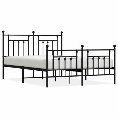 Metal Bed Frame without Mattress with Footboard Black 150x200cm