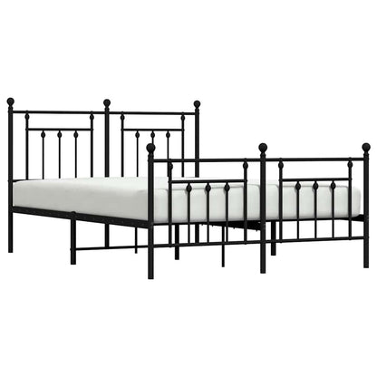 Metal Bed Frame without Mattress with Footboard Black 150x200cm