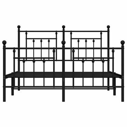 Metal Bed Frame without Mattress with Footboard Black 150x200cm