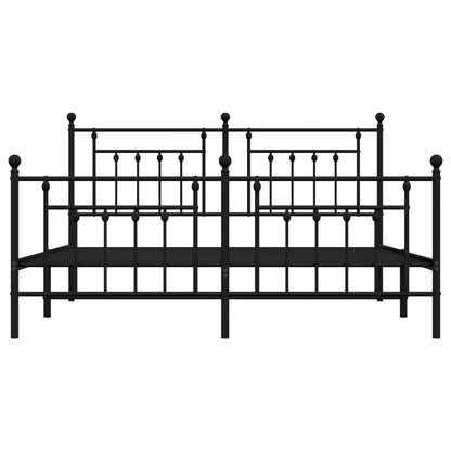 Metal Bed Frame without Mattress with Footboard Black 180x200cm