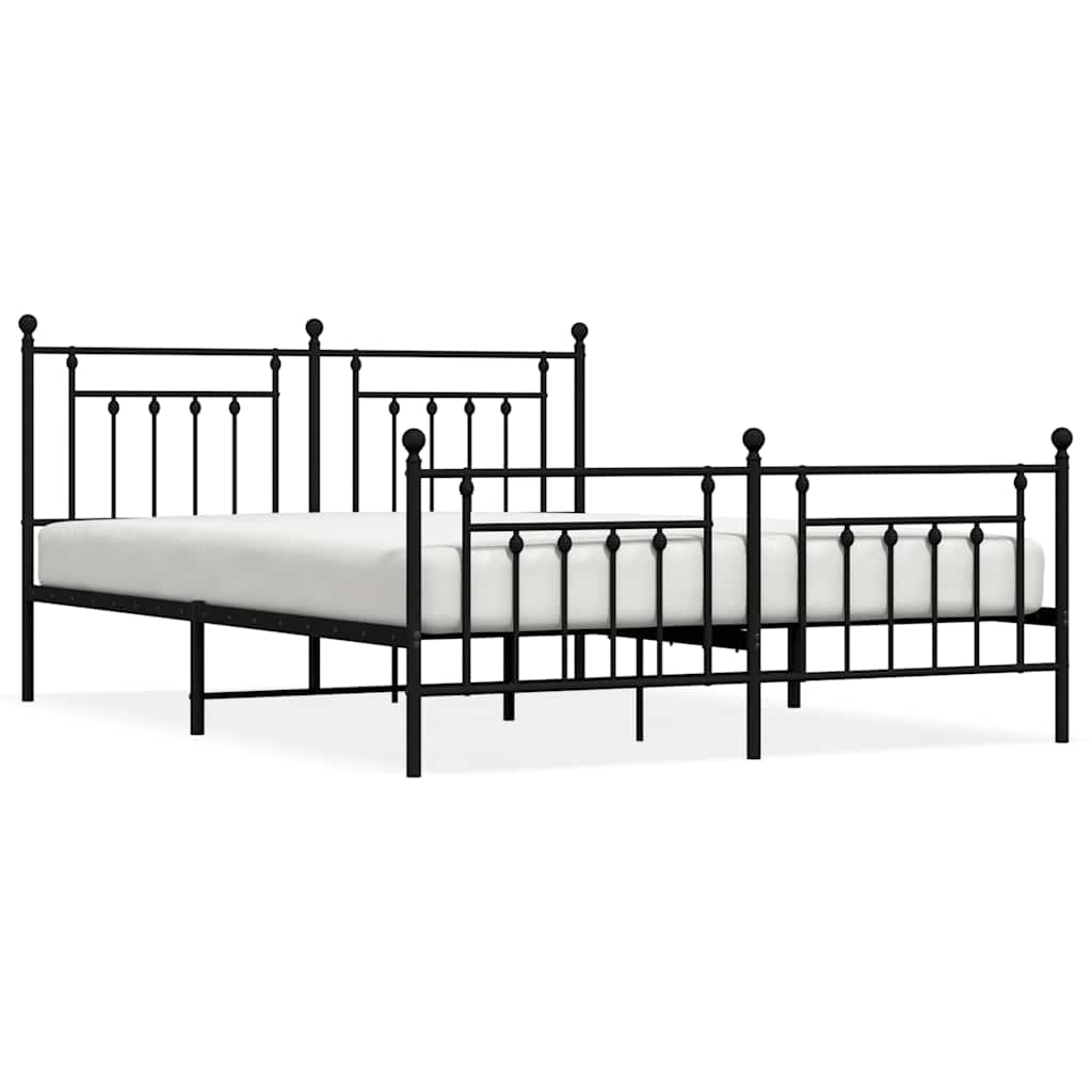 Bed Frame | Black | Powder-Coated Steel | 183x213 cm | Bed Frame