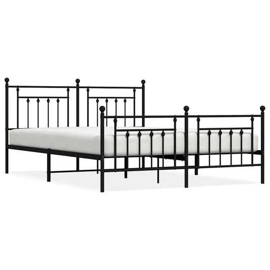 Bed Frame | Black | Powder-Coated Steel | 183x213 cm | Bed Frame