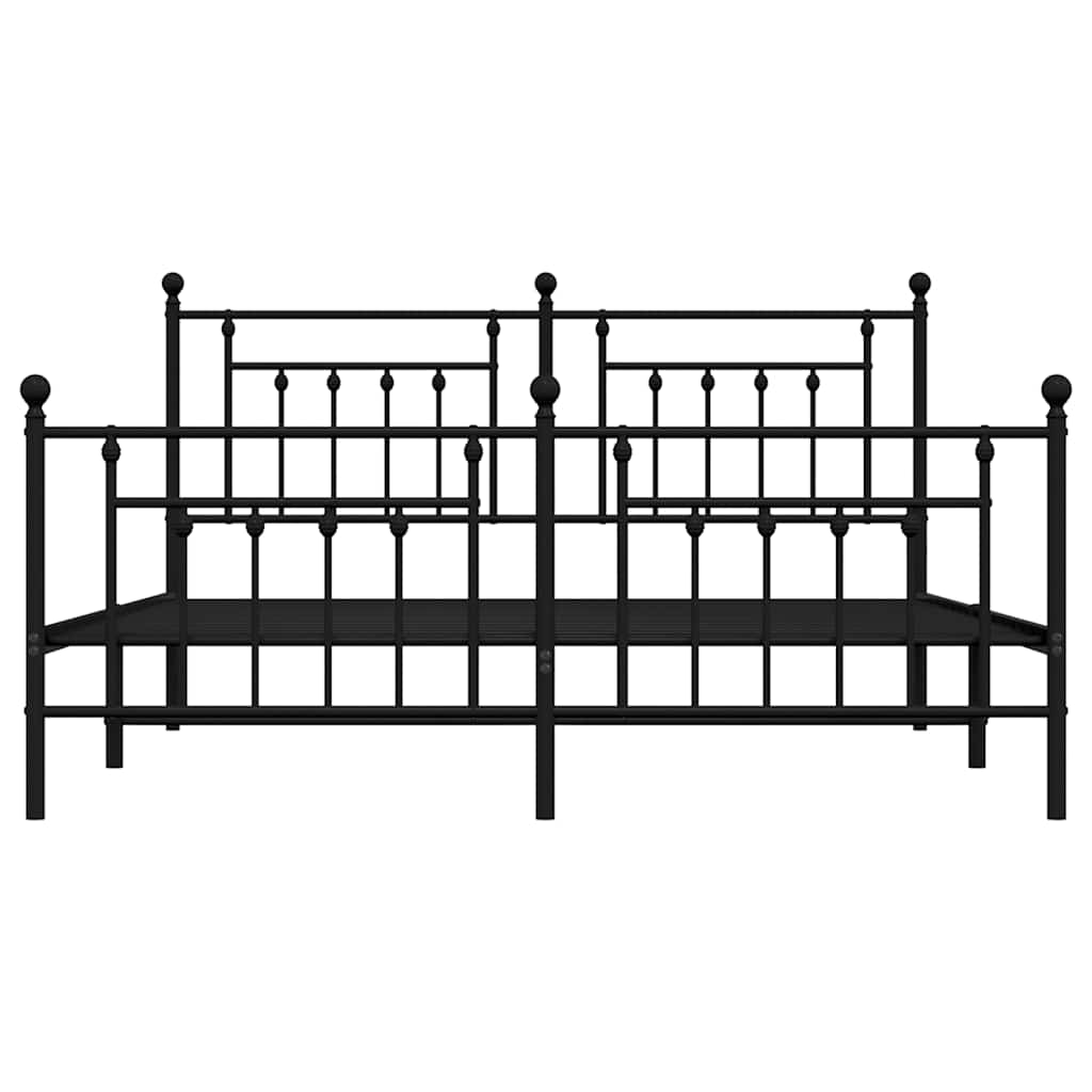 Bed Frame | Black | Powder-Coated Steel | 183x213 cm | Bed Frame