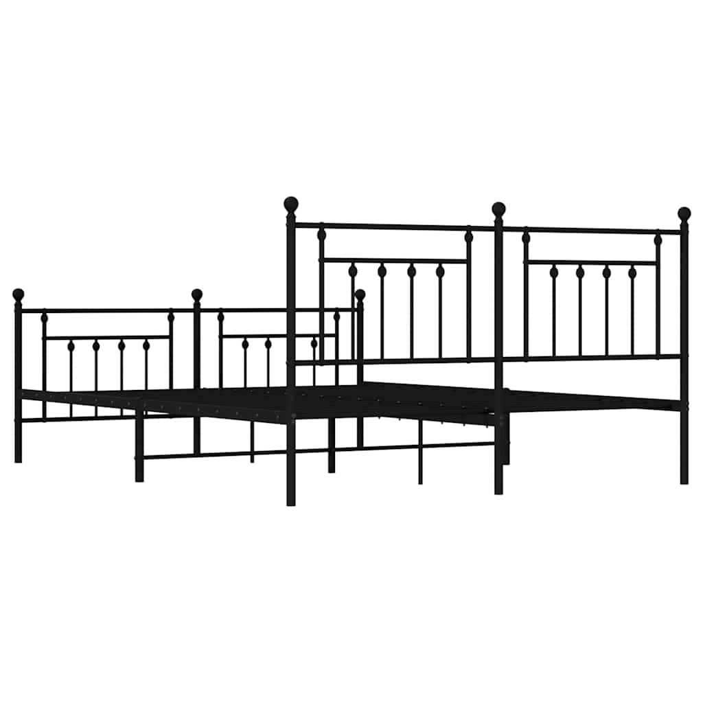 Bed Frame | Black | Powder-Coated Steel | 183x213 cm | Bed Frame