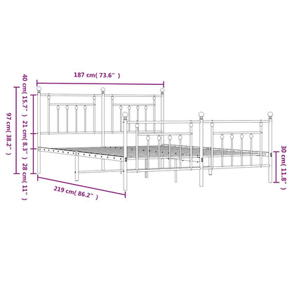 Bed Frame | Black | Powder-Coated Steel | 183x213 cm | Bed Frame