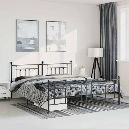 Bed Frame | Black | Powder-Coated Steel | 183x213 cm | Bed Frame