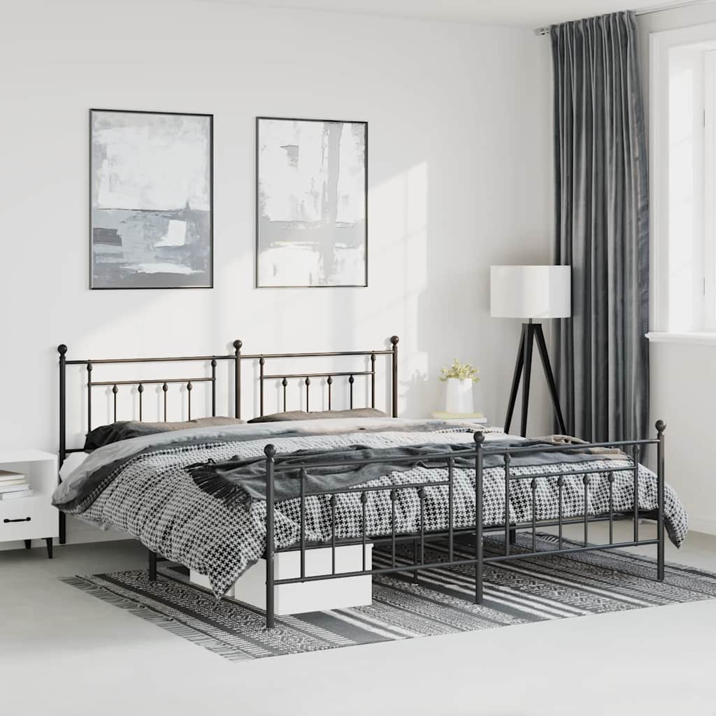 Bed Frame | Black | Steel | Double | Bed Frame | Rectangular | Industrial