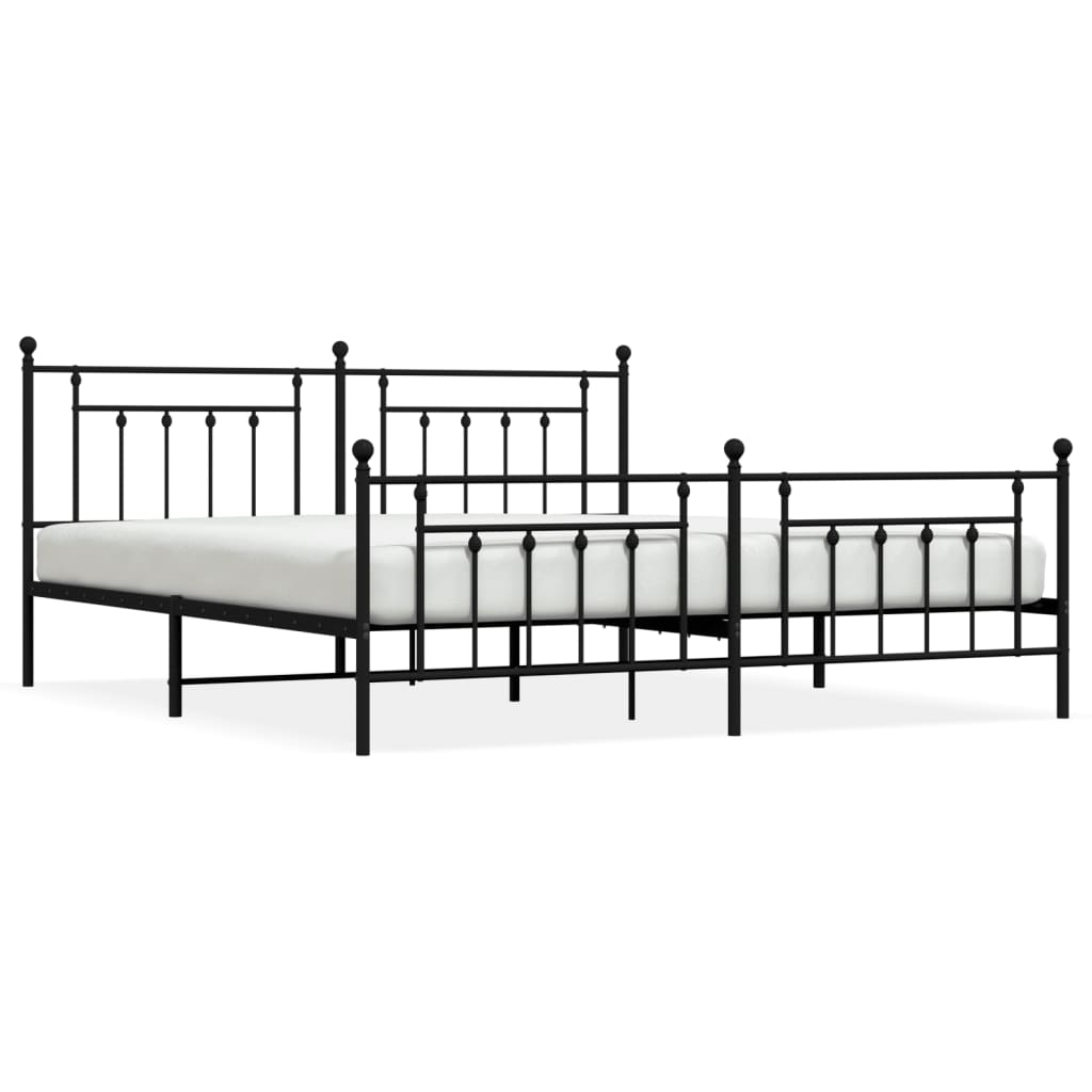 Bed Frame | Black | Powder-Coated Steel | 200x200 cm | Bed Frame