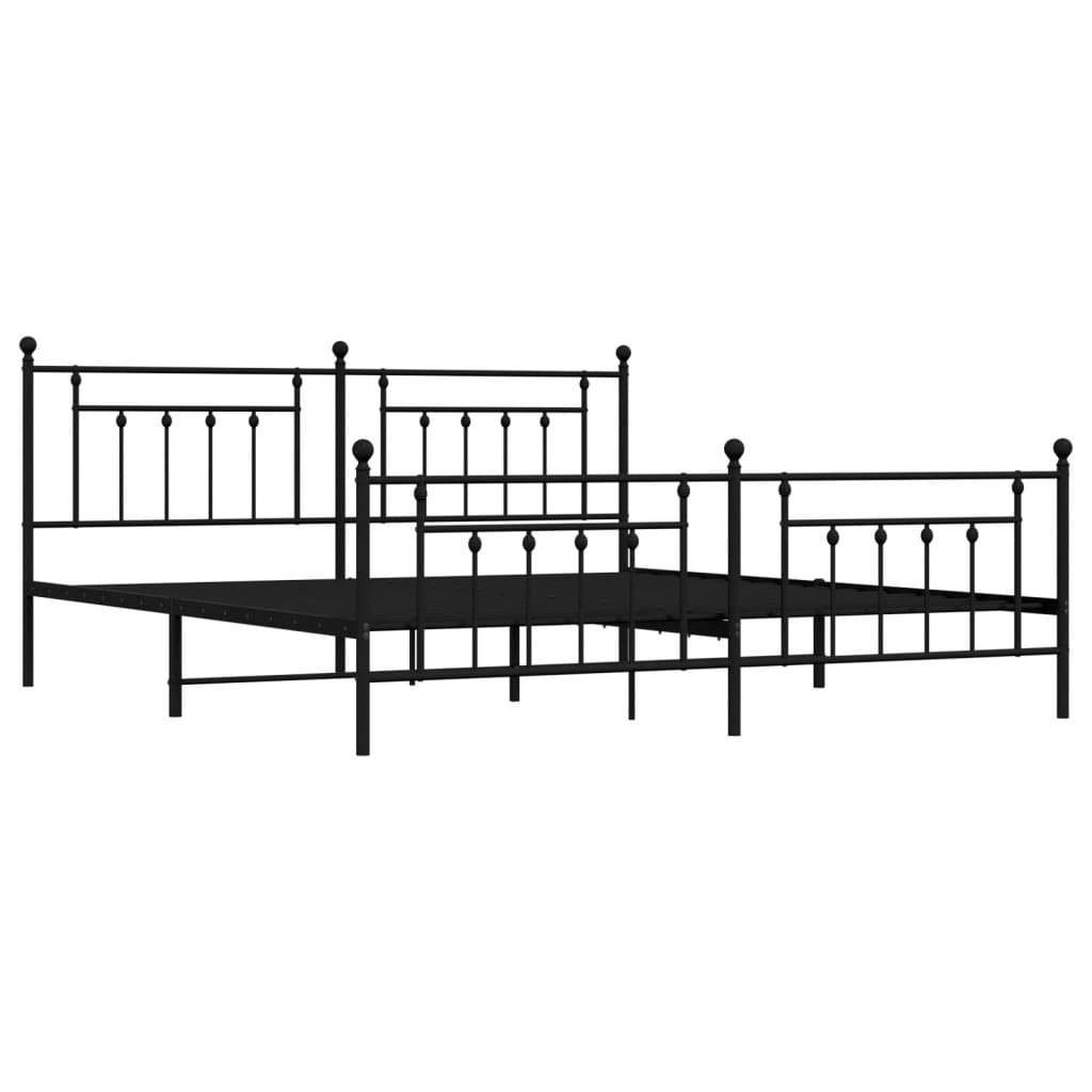 Bed Frame | Black | Powder-Coated Steel | 200x200 cm | Bed Frame