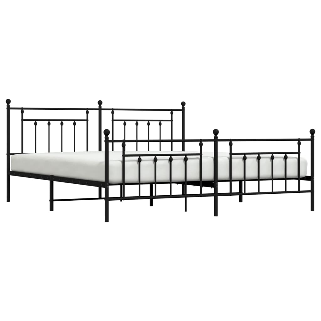 Bed Frame | Black | Powder-Coated Steel | 200x200 cm | Bed Frame