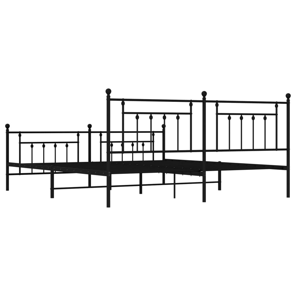 Bed Frame | Black | Powder-Coated Steel | 200x200 cm | Bed Frame