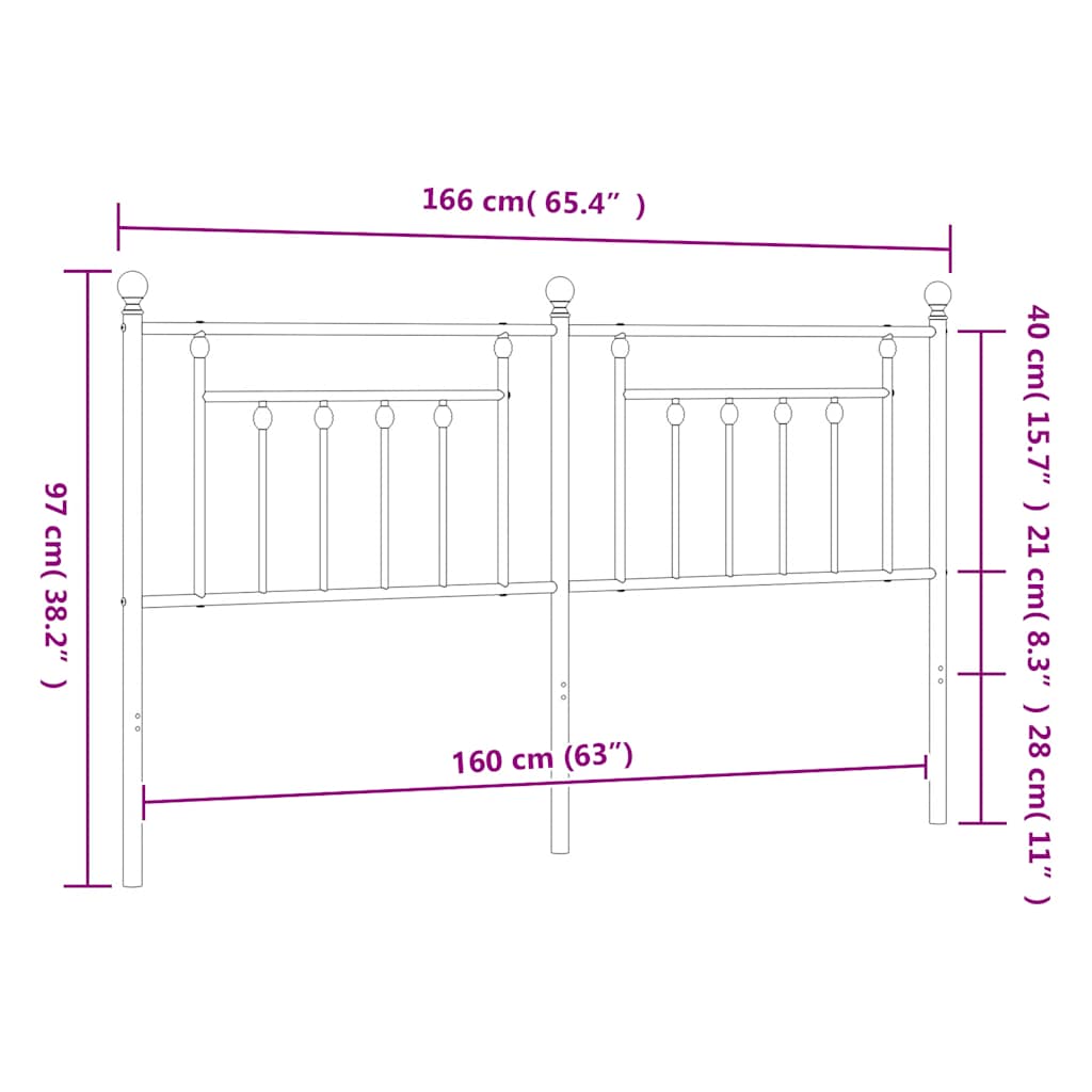 Metal Replace Headboard Black 160 cm