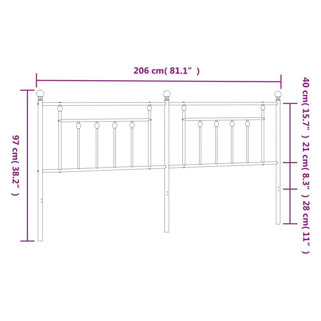 Metal Replace Headboard Black 200 cm