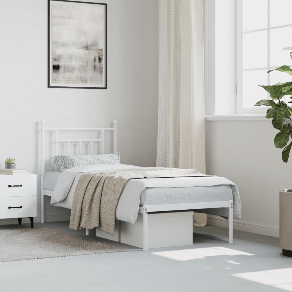 Bed Frame | White | Powder-Coated Steel | Small Single | Bed Frame