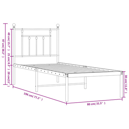 Bed Frame | White | Powder-Coated Steel | Small Single | Bed Frame