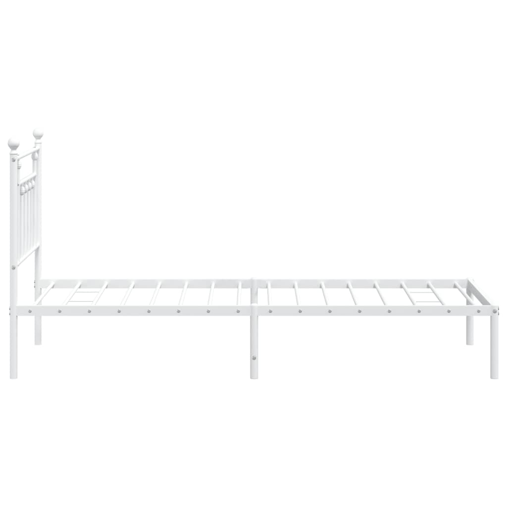 Metal Bed Frame without Mattress with Headboard White 80x200cm