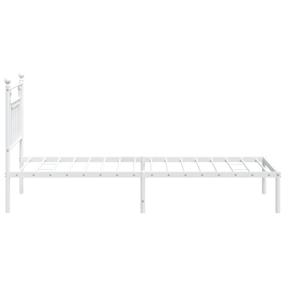 Metal Bed Frame without Mattress with Headboard White 80x200cm