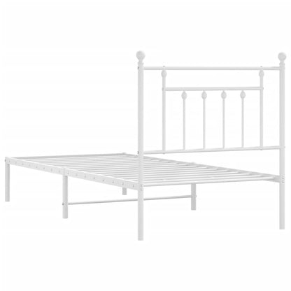 Metal Bed Frame without Mattress with Headboard White 80x200cm