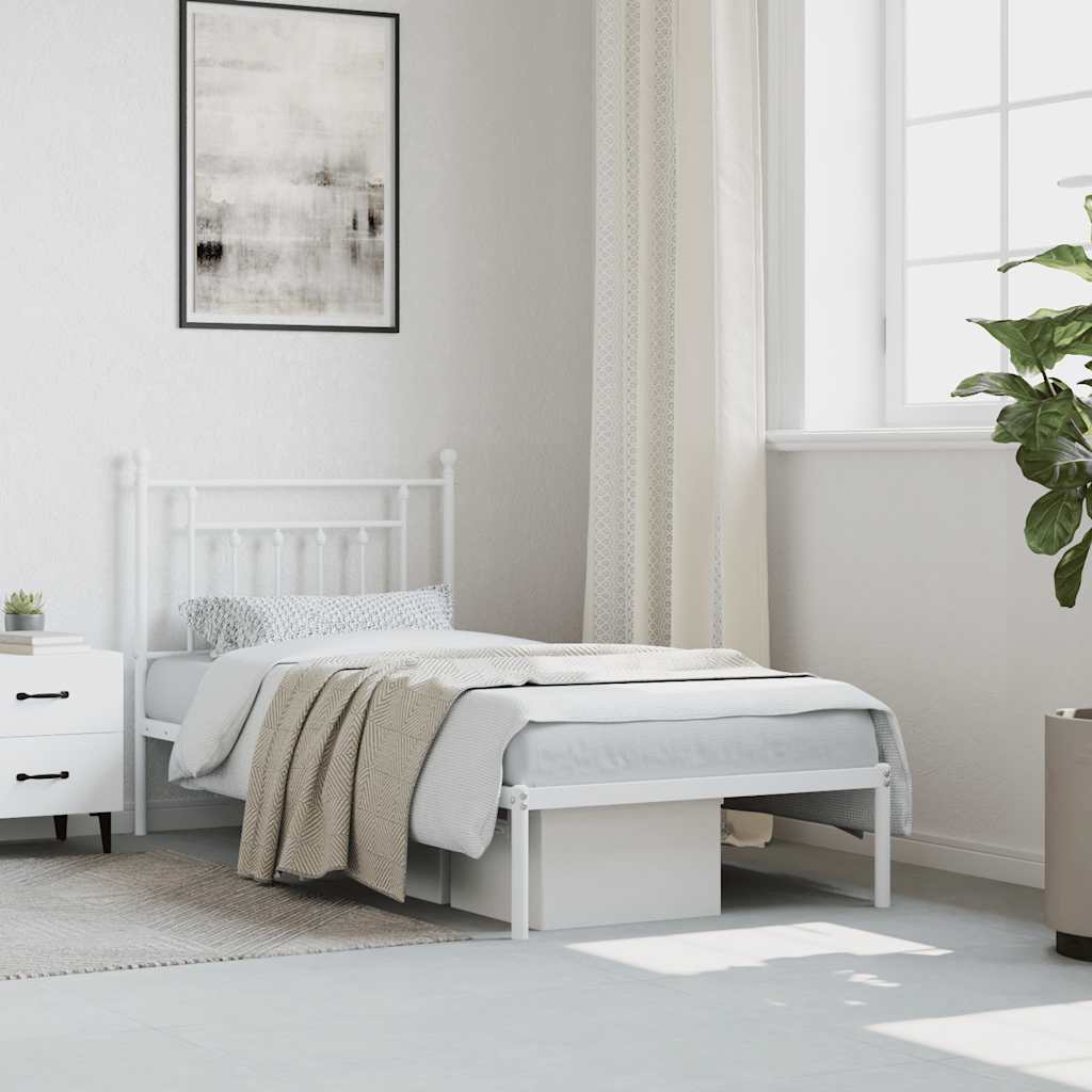 Bed Frame | White | Powder-Coated Steel | Single | Bed Frame