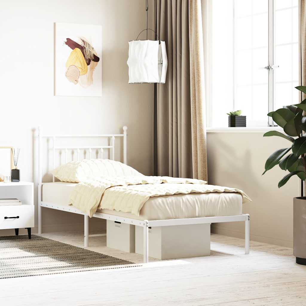 Bed Frame | White | Powder-Coated Steel | Single | Bed Frame