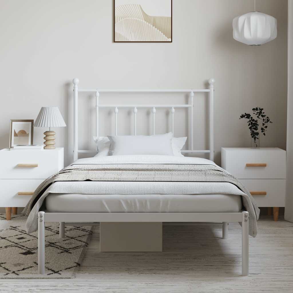 Bed Frame | White | Powder-Coated Steel | Single | Bed Frame
