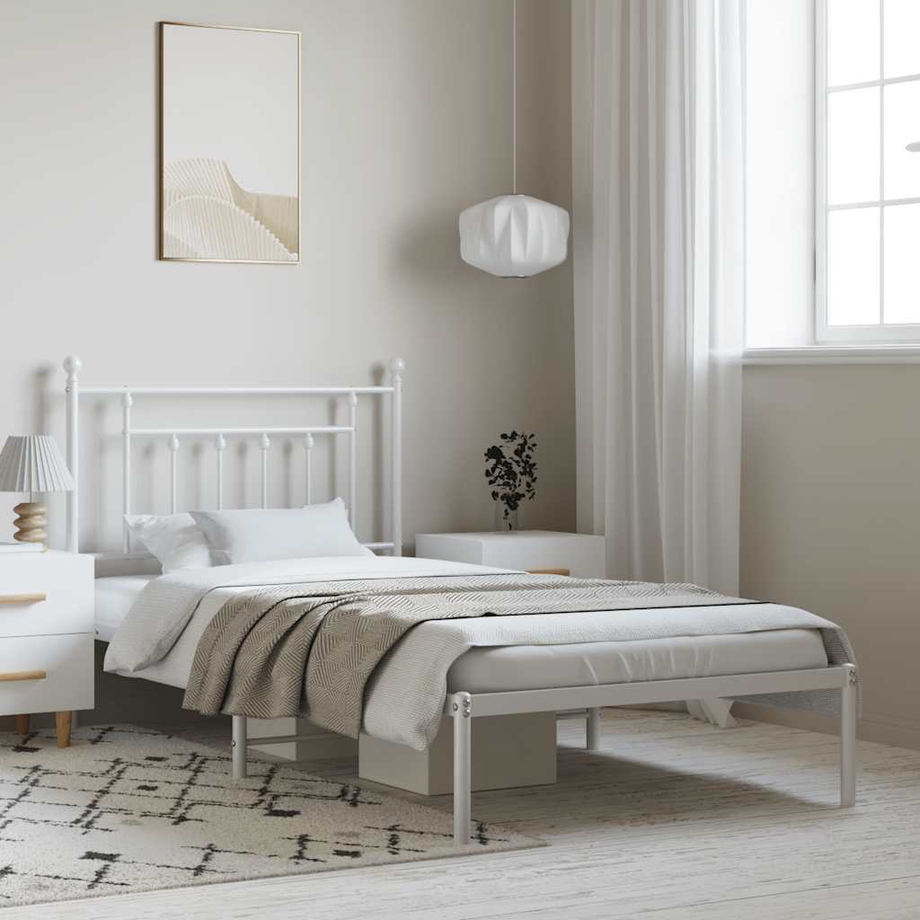 Bed Frame | White | Powder-Coated Steel | Single | Bed Frame