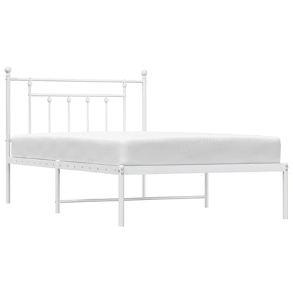Metal Bed Frame without Mattress with Headboard White 107x203cm