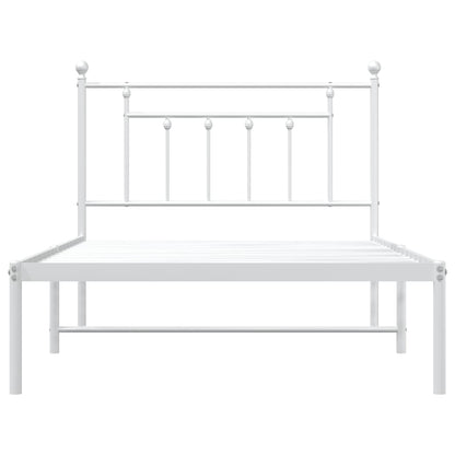 Metal Bed Frame without Mattress with Headboard White 107x203cm