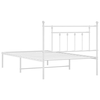Metal Bed Frame without Mattress with Headboard White 107x203cm