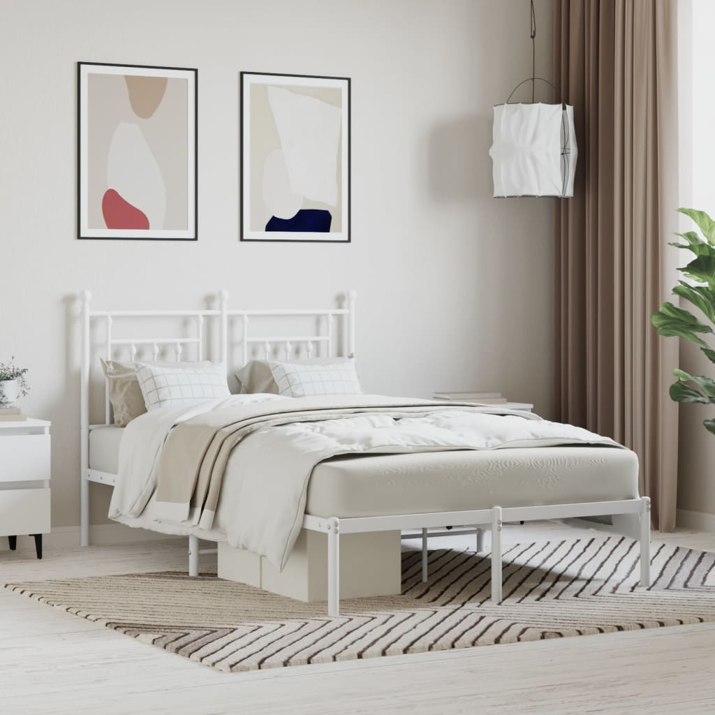 Bed Frame | White | Steel | Small Double | Bed Frame | Rectangular