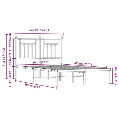 Bed Frame | White | Powder-Coated Steel | Double | Bed Frame