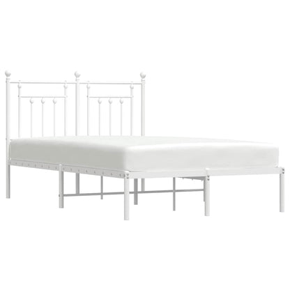 Metal Bed Frame without Mattress with Headboard White 135x190cm