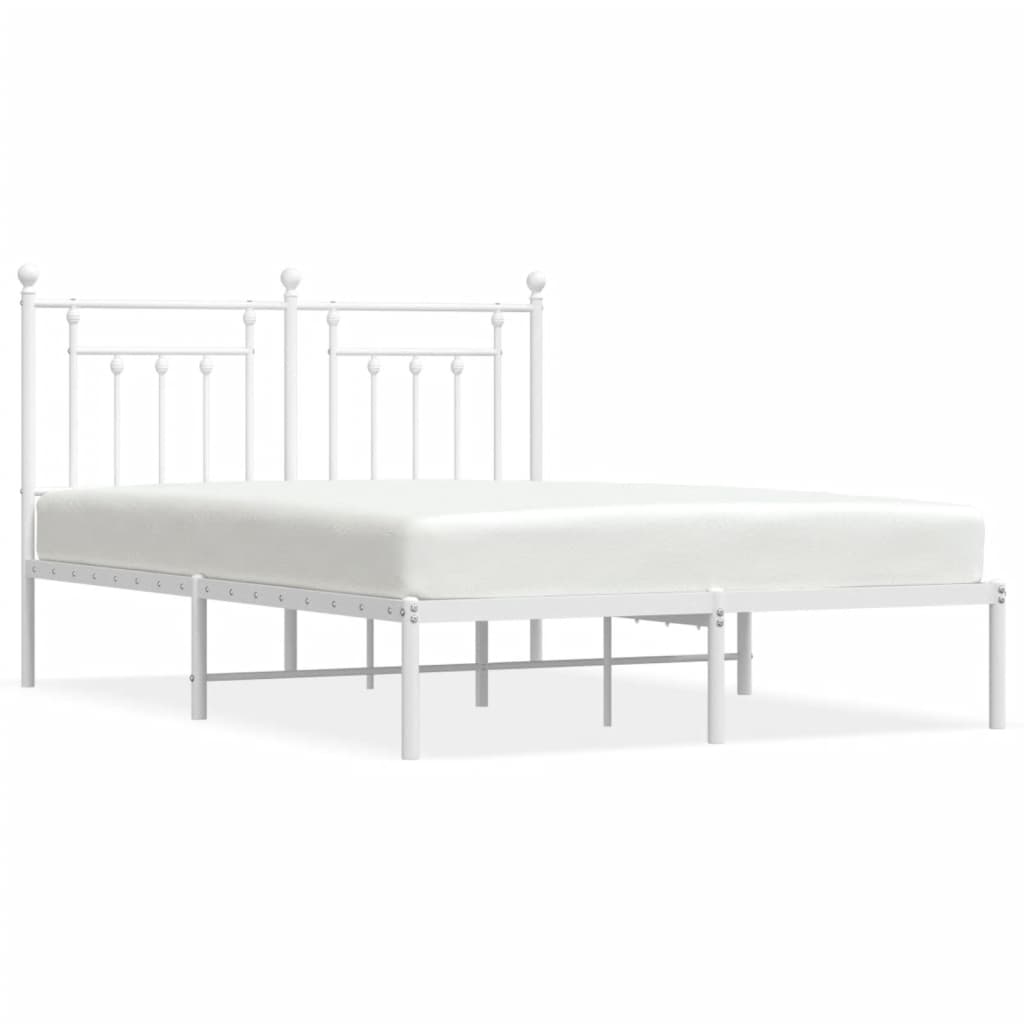 Bed Frame | White | Powder-Coated Steel | Double | Bed Frame