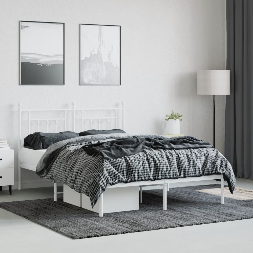 Bed Frame | White | Powder-Coated Steel | Double | Bed Frame