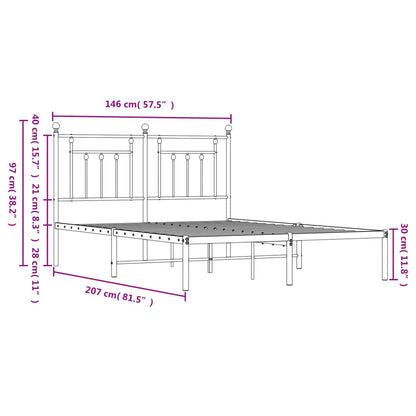 Bed Frame | White | Powder-Coated Steel | Double | Bed Frame