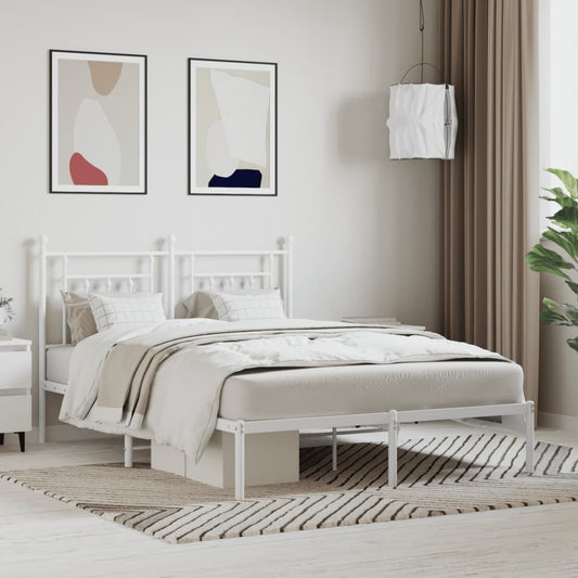 Bed Frame | White | Powder-Coated Steel | Double | Bed Frame