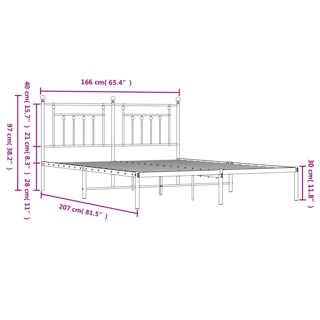 Bed Frame | White | Powder-coated steel | 160x200 cm | Bed Frame