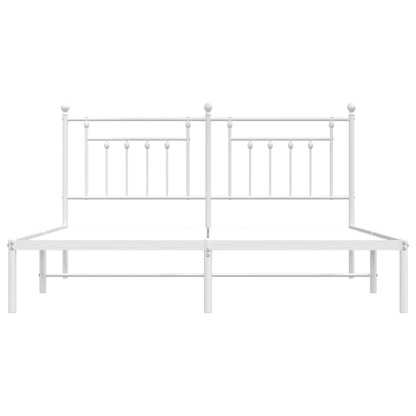 Metal Bed Frame without Mattress with Headboard White 180x200cm