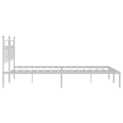 Metal Bed Frame without Mattress with Headboard White 180x200cm