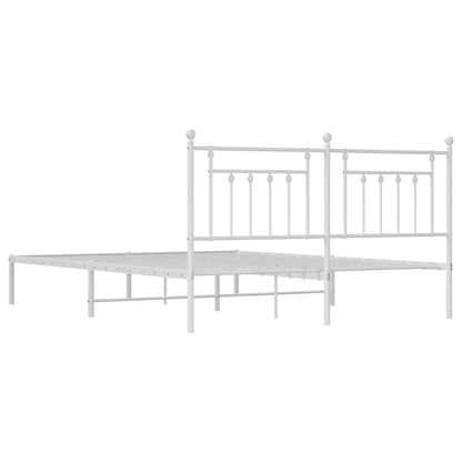 Metal Bed Frame without Mattress with Headboard White 180x200cm