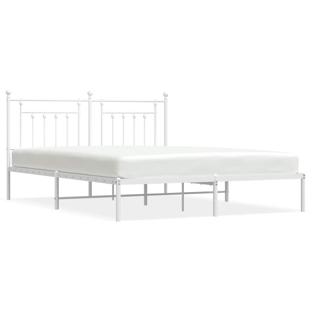 Bed Frame | White | Powder-Coated Steel | Double | Bed Frame