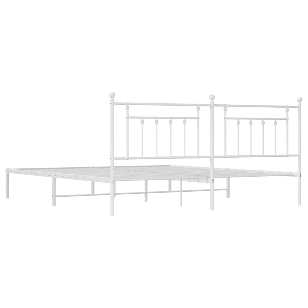 Bed Frame | White | Powder-Coated Steel | 193 x 203 cm | Bed Frame