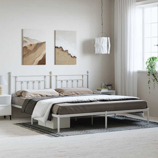 Bed Frame | White | Powder-Coated Steel | 193 x 203 cm | Bed Frame
