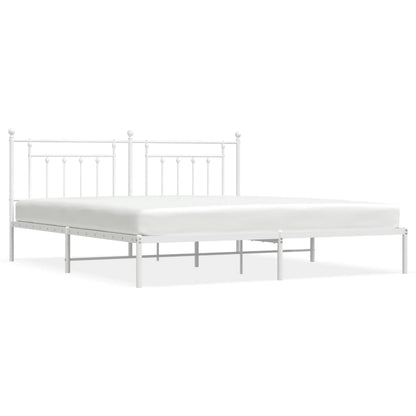 Bed Frame | White | Steel | Double | Bed Frame | Rectangular | Industrial