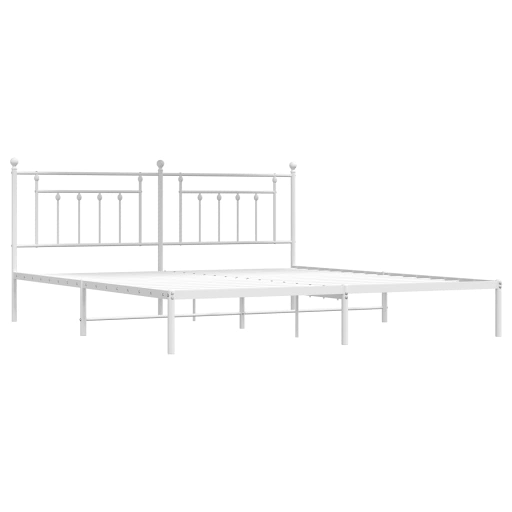 Bed Frame | White | Steel | Double | Bed Frame | Rectangular | Industrial