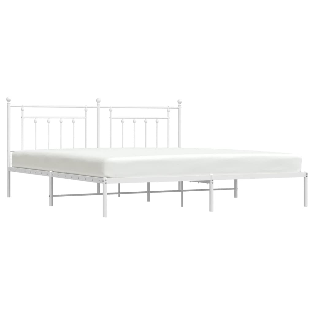 Bed Frame | White | Steel | Double | Bed Frame | Rectangular | Industrial